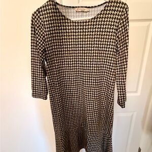 Cartier Black and White Houndstooth Midi Dress